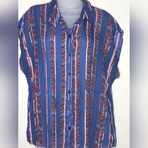 2/$30 WAYF Vibrant Zigzag Striped sheer Button-Down Shirt  (#1,078)